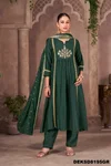 Green Chinnon Ladies Kurti With Bottom Dupatta
